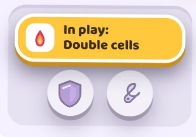In play: Double cells, with two more power-ups waiting under it